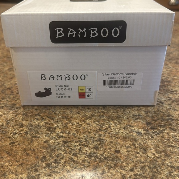 BAMBOO Platform Sandals Black Womens Size 10 Toe And Ankle Straps - Picture 11 of 12